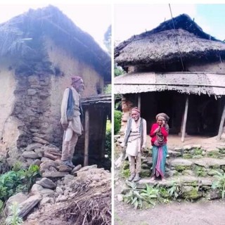 भत्किएको घर पुःननिर्माणका लागि वृद्धवृद्धालाई सहयोग 