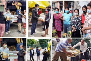 निषेधाज्ञा पीडितलाई एमाले खोटाङ–काठमाडौं सम्पर्क मञ्चको राहत 